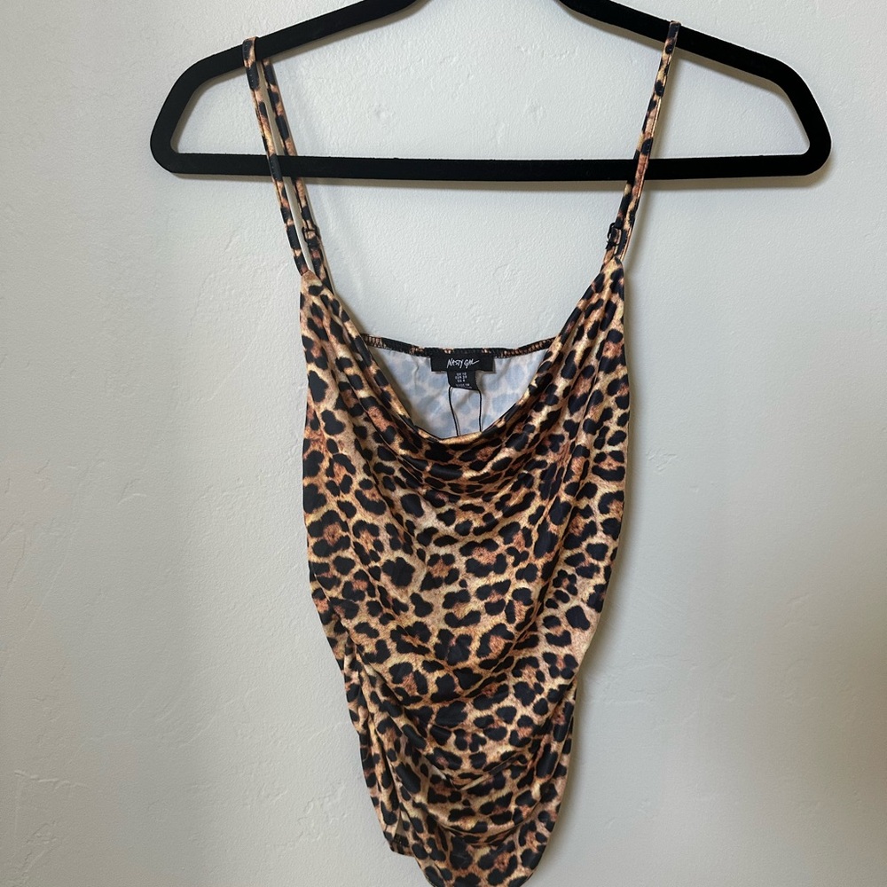 Nasty Gal Leopard Print Cowl Neck Top